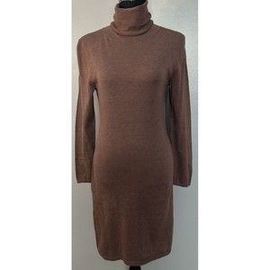 PERUVIAN CONNECTION Brown Pima Cotton Turtleneck Bodycon Dress Size Small EUC